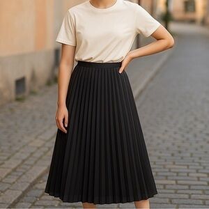 Primark Black Maxi Pleated A-line Skirt